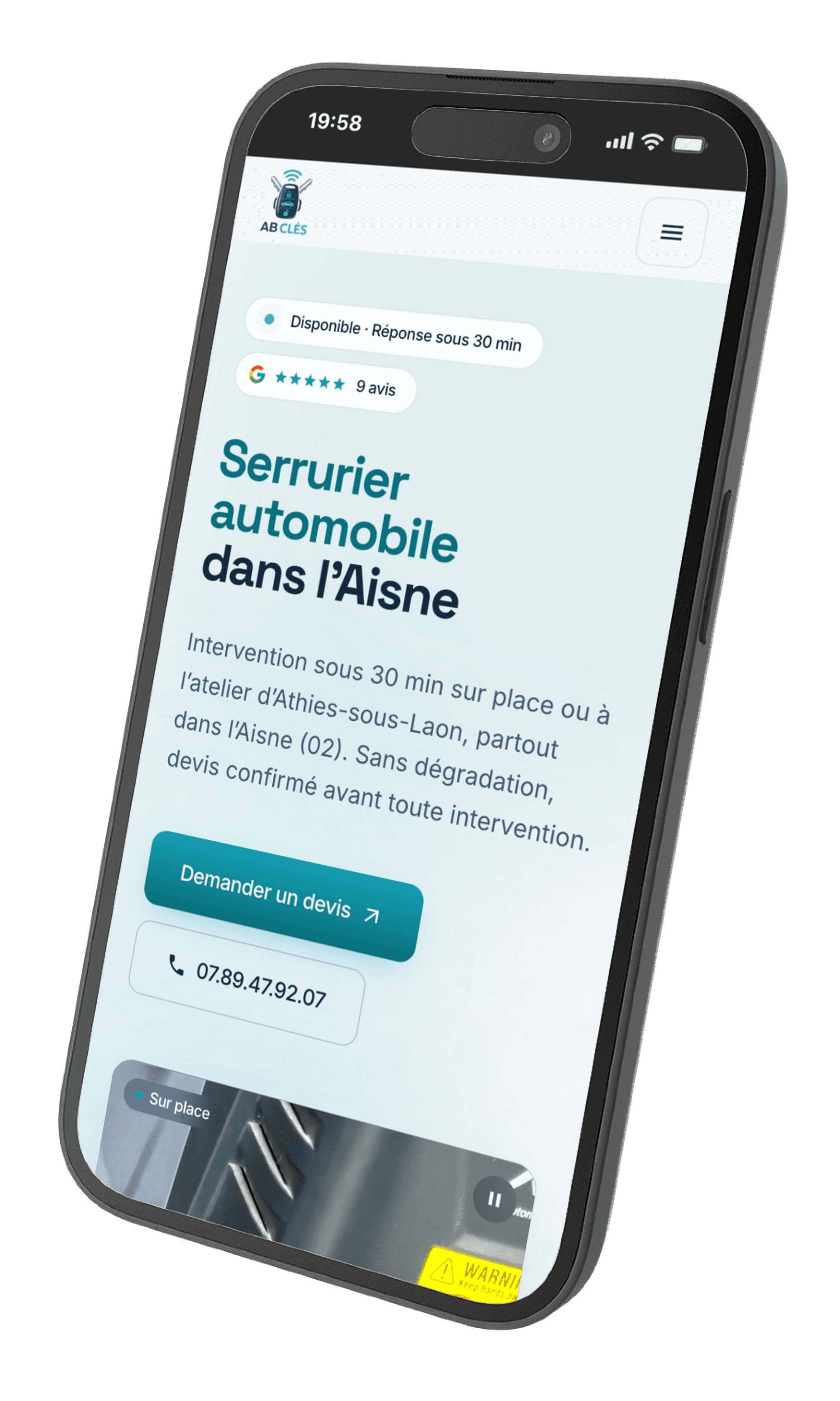 Version mobile du site AB Clés